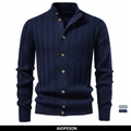 AIOPESON Men Cotton Design Knitwear Sweater Button Up Stand Collar Ribbed Cuffs Cardigan Smart Casual Office Thermal Fall Winter