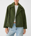 Women's Oversized Double Breasted Wool Blend Peacoat Brown Short Coat Casual Outerwear