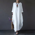 Plus Size Loose Linen Long Dress New Of The Season Cross-Border Wish Bestseller Maxi Skirt Knitted Princess Sleeve