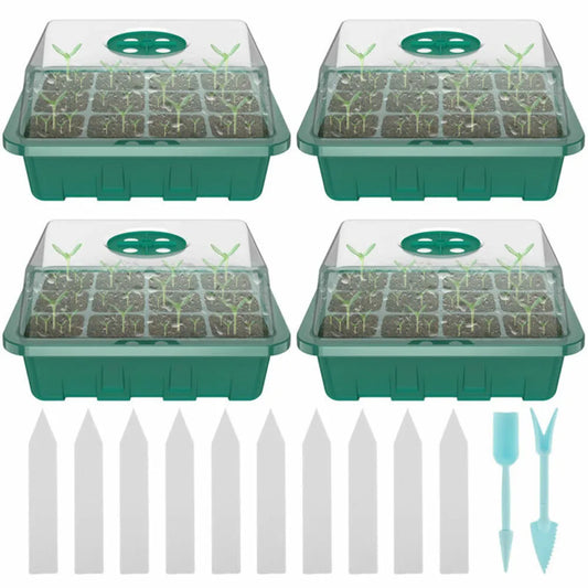 4Pcs Mini Greenhouse 12 Compartments Indoor Greenhouse Propagation Greenhouse Nursery Box With Air Vent