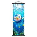 Pok mon Piplup Art Scroll Hanging Poster, Hi - Qual., Cute Anime Wall Decor, Show Adorable Look for Fans, Vivid Design for Home