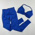 2-Piece Set Women's Seamless Clean (No Logo) Yoga Set, Halter Neck Sports Bra & High-Waisted Lifting Leggings for Gym Workouts
