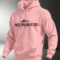 Unisex Nordic-style hoodie featuring a small graphic print of a Norwegian mountain peak and flag perfect for an outdoor vibe.