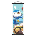 Pok mon Piplup Art Scroll Hanging Poster, Hi - Qual., Cute Anime Wall Decor, Show Adorable Look for Fans, Vivid Design for Home