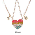 2 Pcs/set Best Friends Pendant Necklace For Woman Magnetic Adjustable Rainbow Daisy Lover Broken Heart Chain BFF Jewelry Gifts