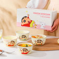 Cute 4Pcs Cartoon Crayon Shinchan Ceramic 4.6Inch Round Bowl Set Beautiful Tableware Camping Kitchen Cutlery Child Birthday Gift