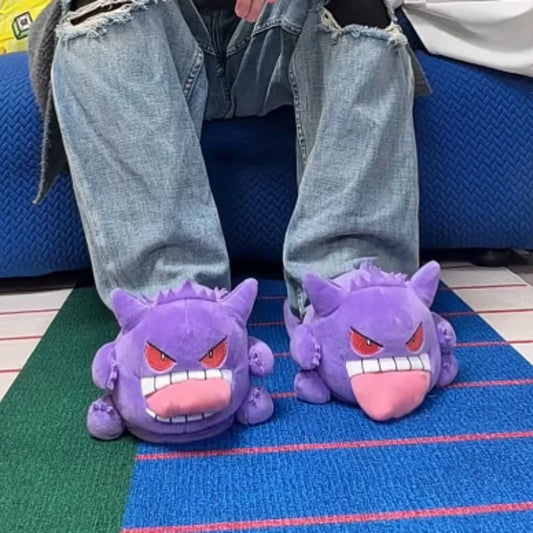 In Stock 2026 New Pkm Gengar "Tongue-Out" Cute Slippers Whimsical Home Footwear Anime Collectible Toy Birthday Gifts