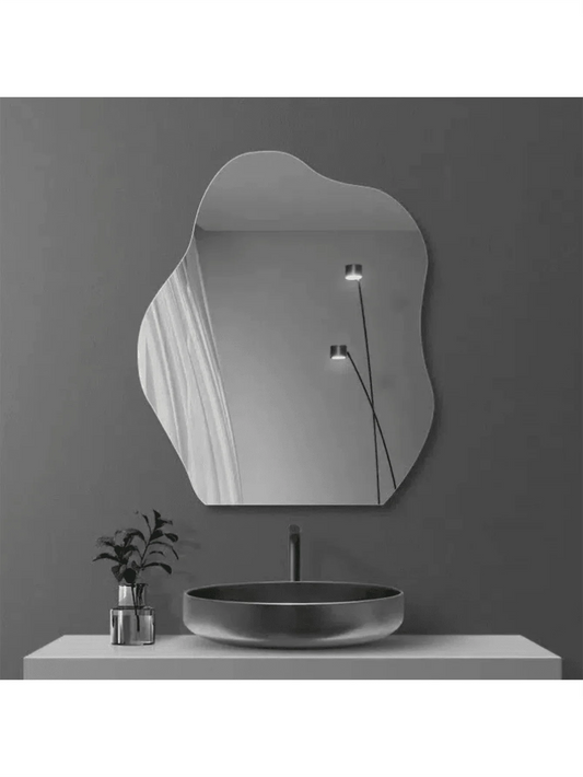 1PC Acrylic Cloud Shape Irregular Bathroom Shatterproof Mirrors, Non Glass Wall Mirror Decor for Bedroom, Living Room, Dressing