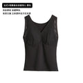 Women's French V-Neck Modal Thermal Vest Built-in Bra 100% Mulberry Silk Lining Warm Camisole