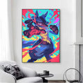 AZNM Squirtle Water Splash Effect Anime Canvas Wall Print, Popular Game Character Art Poster, Unframed Canvas Painting for Kid