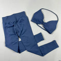 2-Piece Set Women's Seamless Clean (No Logo) Yoga Set, Halter Neck Sports Bra & High-Waisted Lifting Leggings for Gym Workouts