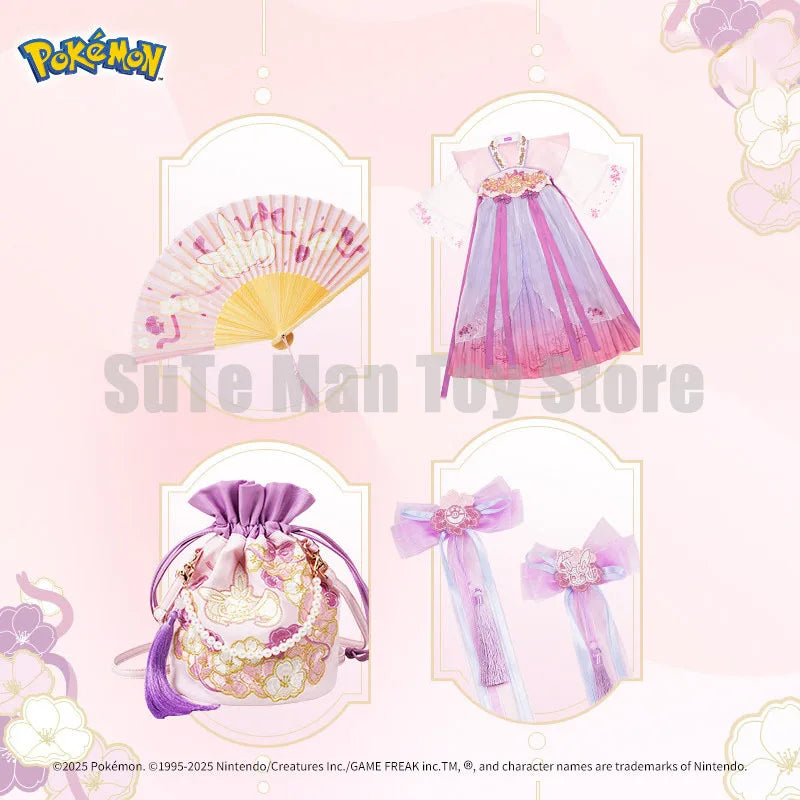 Genuine Pok Mon Xianluo Feimeng Series Sylveon Embroidered Printed Hanfu Dress Traditional Chinese Style Toy Birthday Gift