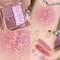 3Color Glitter Purple Eyeshadow Palette Mini Portable Earth Color Matte Eyeshadow Long