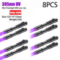 UV Flashlight 395nm Ultraviolet Torch With Pen Clip Portable AAA Batteries Used Violet