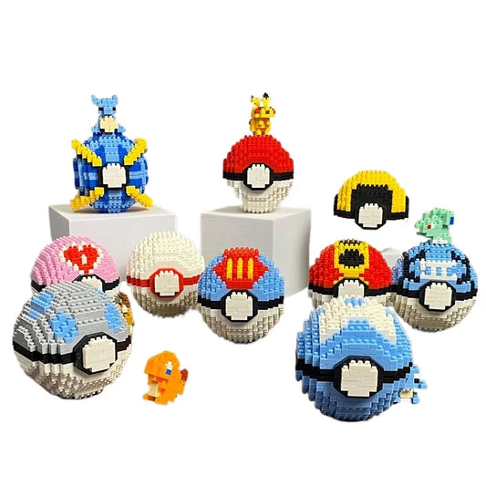 Pokemon Pokeball Pikachu Miniature Small Particle Building Blocks Puzzle Assembly Toy for Adult Girls and Boys
