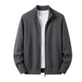 New Mens Zipper Knitted Cardigan Jumper Relaxed Stand Neck Knit Warm Overcoat Winter Baggy Fit Outer Garment for Males Pullovers