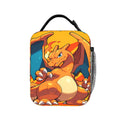Charizard Roar Face Cartoon Lunch Bag For Men Office Print Lunch Box Retro Waterproof Thermal Tote Handbags