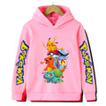 Autumn and Winter Sports Hoodies for Daily Warmth, Creative Pocket Monsters Cartoon Patterns, Men's and Girls' Clothing