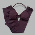 2-Piece Set Women's Seamless Clean (No Logo) Yoga Set, Halter Neck Sports Bra & High-Waisted Lifting Leggings for Gym Workouts