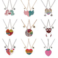 2 Pcs/set Best Friends Pendant Necklace For Woman Magnetic Adjustable Rainbow Daisy Lover Broken Heart Chain BFF Jewelry Gifts