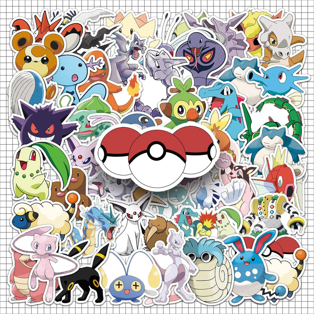 50pcs Pokemon Stickers Waterproof Pocket Monsters Pikachu Anime Decals for Phone Laptop Kids Gift