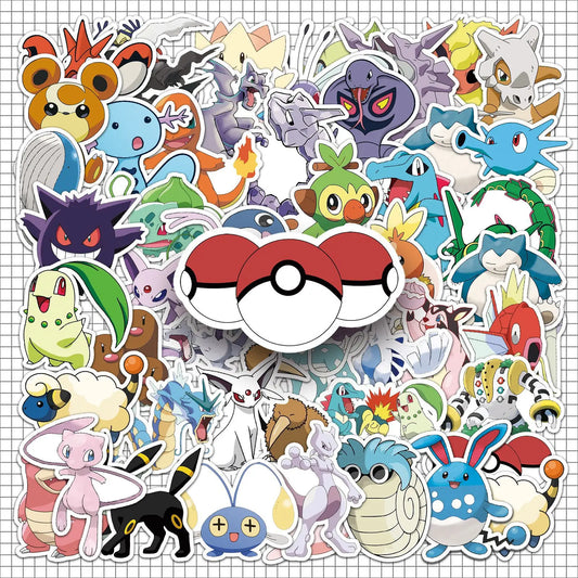 50pcs Pokemon Stickers Waterproof Pocket Monsters Pikachu Anime Decals for Phone Laptop Kids Gift