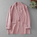Women Linen Blazer French Vintage Loose Oversized Two Button Lightweight Sun Protection Suit Jacket