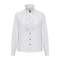 White Cotton Ruffled Stand Collar Long Lantern Sleeves Pirate Cosplay Victorian Man Shirt Medieval Clothes Gothic Vintage Top