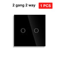 NYWP EU 86*86mm 1Gang 2Way Dual Touch Switch Tempered Glass Panel Stair Switch Bedroom