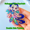 Custom Logo Acrylic Keychain Cat Dog ID Charm Print Holographic Personal Photo Pet