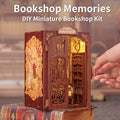 CUTEBEE DIY Book Nook Kit Miniature Wooden Dollhouse with Lights Bookshelf Insert 3D