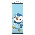 Pok mon Piplup Art Scroll Hanging Poster, Hi - Qual., Cute Anime Wall Decor, Show Adorable Look for Fans, Vivid Design for Home