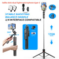 MEUYAG Selfie Stick Tripod with 1708mm Long Monopod Fill Light, Bluetooth Remote, 360