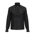 White Cotton Ruffled Stand Collar Long Lantern Sleeves Pirate Cosplay Victorian Man Shirt Medieval Clothes Gothic Vintage Top