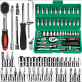 46Pcs Family Tools 1/4 Set Mechanic Tool Kits for Auto Repair Hous with Sockets Metric