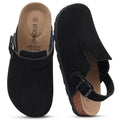 Asgard Women Suede Clogs Genuine Leather Mules Adjustable Buckle with Comfort Cork Footbed and Arch Support Aldult Potato Shoes