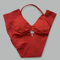 2-Piece Set Women's Seamless Clean (No Logo) Yoga Set, Halter Neck Sports Bra & High-Waisted Lifting Leggings for Gym Workouts