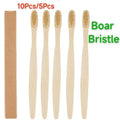 10/5Pcs 100% Biodegradable Bamboo Toothbrush,Eco-Friendly Natural Boar Bristles,No Plastic Environmentally FriendlySustainable