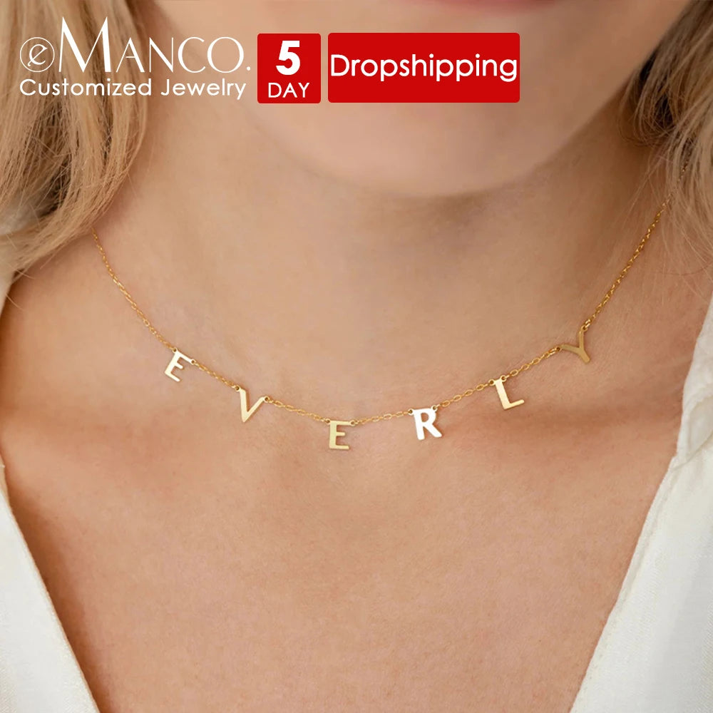 EMANCO Custom Stainless Steel Name Necklace Customized Personalized Letter Necklace