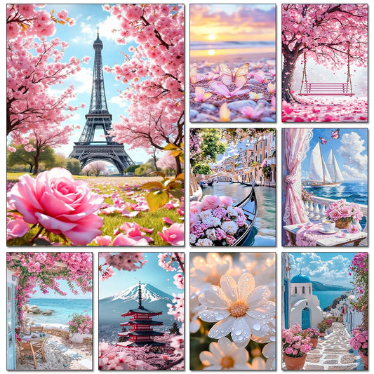 European Architecture 5D DIY Diamond Painting Kit Natural Landscape Full Diamond Mosaic