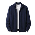 New Mens Zipper Knitted Cardigan Jumper Relaxed Stand Neck Knit Warm Overcoat Winter Baggy Fit Outer Garment for Males Pullovers