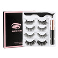 1/3/4 Pairs Magnetic Eyelashes Kit Waterproof Liquid Eyeliner Tweezers Soft Faux Cils Fluffy False Eyelashes Makeup Set Tool Hot