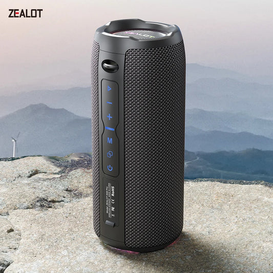 ZEALOT-S49PRO Portable Bluetooth Speaker 20W IPX6 Waterproof,Micro SD Card,AUX-in Plug,10H Playtime,RGB Light Wireless Stereo