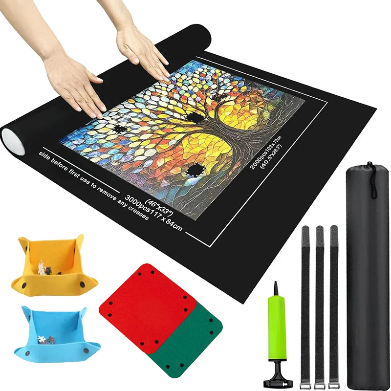 1000/2000/3000pcs Puzzle Storage Mat Roll Up Puzzles Board Felt Storage Blanket Grey Black Portable Travel-Friendly Bag TMZ