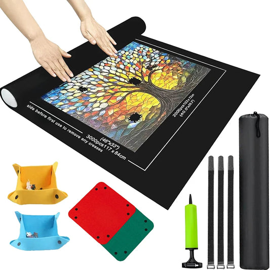 1000/2000/3000pcs Puzzle Storage Mat Roll Up Puzzles Board Felt Storage Blanket Grey Black Portable Travel-Friendly Bag TMZ
