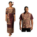 Women Top and Skirts 2pc Set Island Dress Pacific Men Aloha Shirts Lady Midi Sleeve U-Neck Samoan Puletasi Couple Suit Fiji Tapa