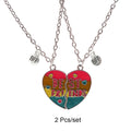 2 Pcs/set Best Friends Pendant Necklace For Woman Magnetic Adjustable Rainbow Daisy Lover Broken Heart Chain BFF Jewelry Gifts