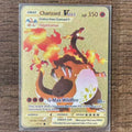 The Winged Dragon of Ra GX Charizard Theme Metal Mewtwo 6Pcs Gold Foil Fan Art Trading Cards Collection Toy Gift