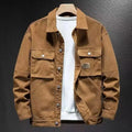 American Style Heavyweight Men's Denim Jacket Trendy Loose Dirt Resistant Wearable Workwear Jacket for Daily Use
