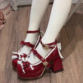 Dreamy High Heels Women's Elegant Princess Waterproof Platform Lolita round Head Loafers Sweet Shoes Korean Style